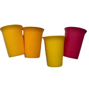 4 Vintage 1980s Tupperware Kids Cups 7oz Bell Tumblers #109 Primary Colors